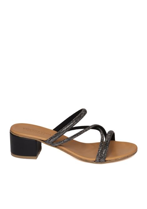 Black strass sandal VINCENT VEGA | PS406 STRIPVIT-BLACK